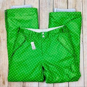 ROXY Girl’s Ski Snow Pants Green Polka Dot